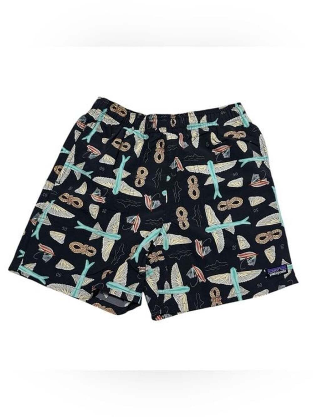 Patagonia Baggies Fish Pattern Lined Shorts Boy's L